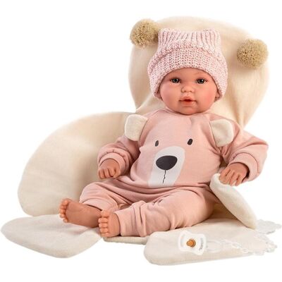 Llorens Nacida-Puppe, rosa Teddybär mit Wickeltisch, 36 cm Llorens Nacida-Puppe, rosa Teddybär mit Wickeltisch, 36 cm