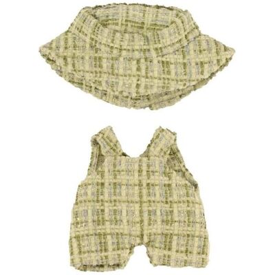 Heless Monster Styles, Bouclé Latzhose mit Fischerhut, mintgrün, Grösse 15 cm Heless Monster Styles, Bouclé Latzhose mit Fischerhut, mintgrün, Grösse 15 cm