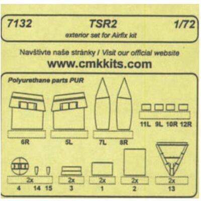 CMK TSR 2 - exterior set für Airfix Bausatz CMK TSR 2 - exterior set für Airfix Bausatz