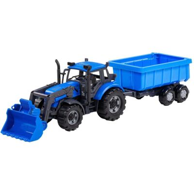 Polesie Cavallino Traktor mit Lader und Anhänger Muldenkipper Blau, Scha Polesie Cavallino Traktor mit Lader und Anhänger Muldenkipper Blau, Scha