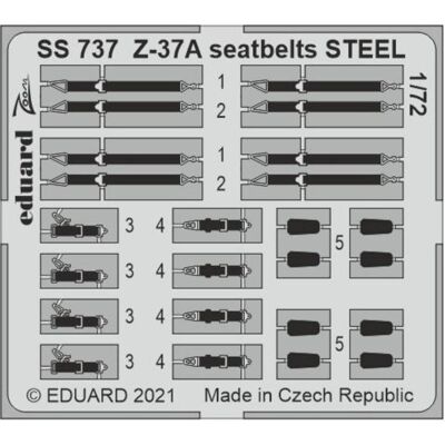 Eduard Z-37A seatbelts STEEL 1/72 for Eduard Z-37A seatbelts STEEL 1/72 for