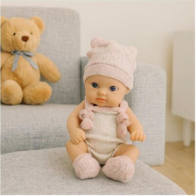 Lean Toys Babypuppe, rosa Outfit, Mütze, Lätzchen, 18 cm Lean Toys Babypuppe, rosa Outfit, Mütze, Lätzchen, 18 cm