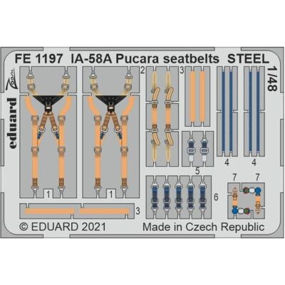 Eduard IA-58A Pucara seatbelts STEEL 1/48 for KINETIC Eduard IA-58A Pucara seatbelts STEEL 1/48 for KINETIC