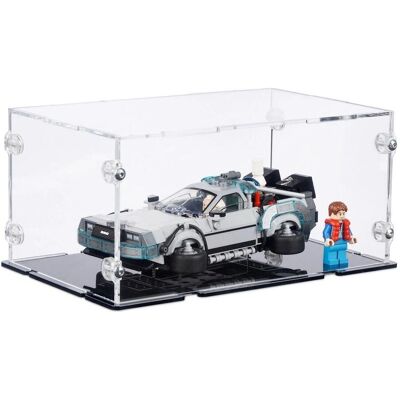 iDisplayit Acryl-Display für LEGO 77256 Zeitmaschine Zurück in die Zukunft mit schwarzem Boden & 1in2 Ständer iDisplayit Acryl-Display für LEGO 77256 Zeitmaschine Zurück in die Zukunft mit schwarzem Boden & 1in2 Ständer