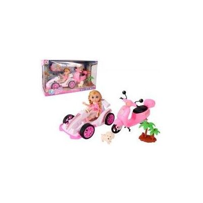Pro Kids Puppe mit Fahrzeugen: einem Rennwagen und einem Roller Pro Kids Puppe mit Fahrzeugen: einem Rennwagen und einem Roller
