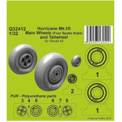 CMK Hurricane Mk.I/II Main Wheels (Four Spoke Hubs) and Tailwheel 1/32 CMK Hurricane Mk.I/II Main Wheels (Four Spoke Hubs) and Tailwheel 1/32