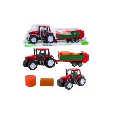 Lean Toys Landwirtschaftlicher Traktor mit grünem Anhänger und rotem Heu 62cm Lean Toys Landwirtschaftlicher Traktor mit grünem Anhänger und rotem Heu 62cm