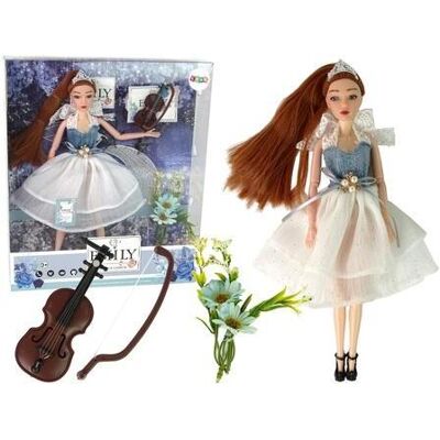 Lean Toys Emily-Puppe mit langen Haaren, Geige, Blumen Lean Toys Emily-Puppe mit langen Haaren, Geige, Blumen