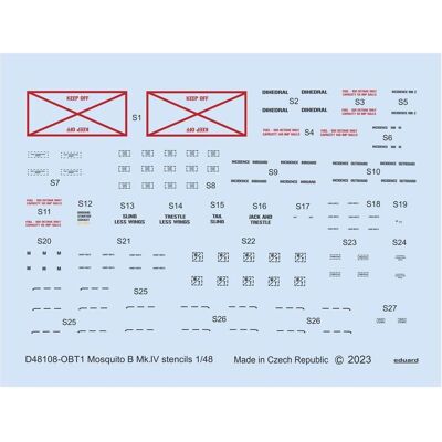 Eduard Mosquito B Mk.IV stencils for TAMIYA/REVELL Eduard Mosquito B Mk.IV stencils for TAMIYA/REVELL