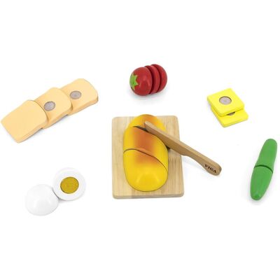 Viga Spielzeug Holzfrühstück - Schneidebrett, Messer, Lebensmittel Viga Spielzeug Holzfrühstück - Schneidebrett, Messer, Lebensmittel