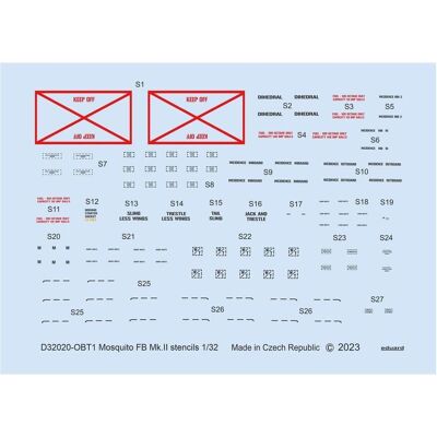 Eduard Mosquito FB Mk.II stencils 1/32 for TAMIYA Eduard Mosquito FB Mk.II stencils 1/32 for TAMIYA
