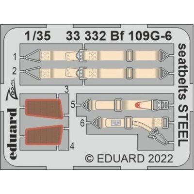 Eduard Bf 109G-6 seatbelts STEEL Eduard Bf 109G-6 seatbelts STEEL