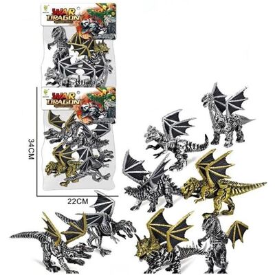 Teka Dinosaurier-Drachen Silber und Gold 8-tlg Teka Dinosaurier-Drachen Silber und Gold 8-tlg