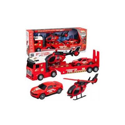 Lean Toys Feuerwehr-Rettungsset mit Abschleppwagen, Auto, Hubschrauber, Lichtern und Sound Lean Toys Feuerwehr-Rettungsset mit Abschleppwagen, Auto, Hubschrauber, Lichtern und Sound