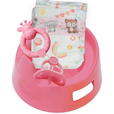 Heless Puppentöpfchen mit Zubehör, rosa – 15 cm Heless Puppentöpfchen mit Zubehör, rosa – 15 cm
