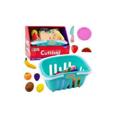 Lean Toys, Kaufladen Zubehör, Obst-Set Klettverschluss-Schneideteller Messerkorb Lean Toys, Kaufladen Zubehör, Obst-Set Klettverschluss-Schneideteller Messerkorb