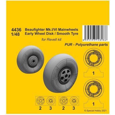 CMK Beufighter Mk.I/VI Mainwheels - Early Wheel Hub / Smooth Tyre CMK Beufighter Mk.I/VI Mainwheels - Early Wheel Hub / Smooth Tyre