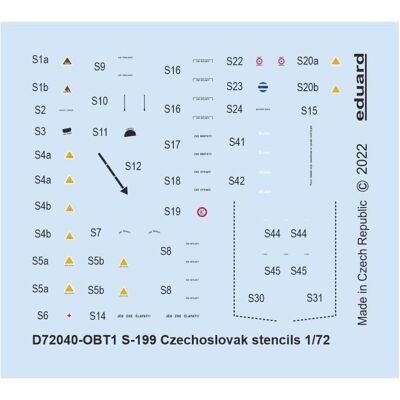 Eduard S-199 Czechoslovak stencils 1/72 Eduard S-199 Czechoslovak stencils 1/72
