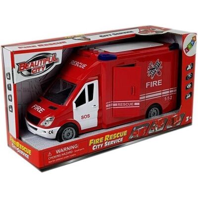 Lean Toys Feuerwehrauto mit Friktionsgeräuschantrieb, der Türen öffnet Lean Toys Feuerwehrauto mit Friktionsgeräuschantrieb, der Türen öffnet