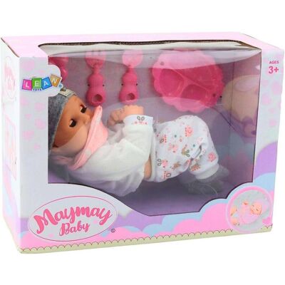 Lean Toys Babypuppe mit Fütterungszubehör, Lätzchen, Mütze, 28 cm Lean Toys Babypuppe mit Fütterungszubehör, Lätzchen, Mütze, 28 cm