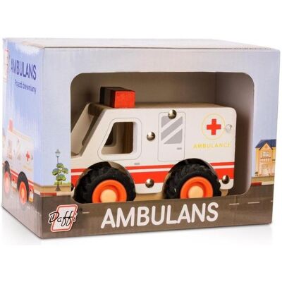 Daff Holzauto mit Reifen - Krankenwagen Daff Holzauto mit Reifen - Krankenwagen