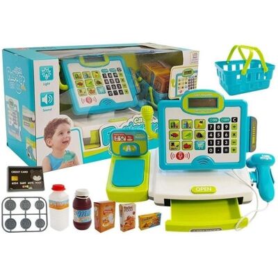 Lean Toys, Kaufladen Zubehör, Lean Sport Kasa Sklepowa dla dzieci Niebieska z koszykiem Lean Toys, Kaufladen Zubehör, Lean Sport Kasa Sklepowa dla dzieci Niebieska z koszykiem