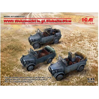 ICM WWII Wehrmacht le.gl.Einheitz-Pkw(le.gl.PKWKfz.1,le.gl.Einheitz-PkwKfz.2,PkwKfz4 ICM WWII Wehrmacht le.gl.Einheitz-Pkw(le.gl.PKWKfz.1,le.gl.Einheitz-PkwKfz.2,PkwKfz4