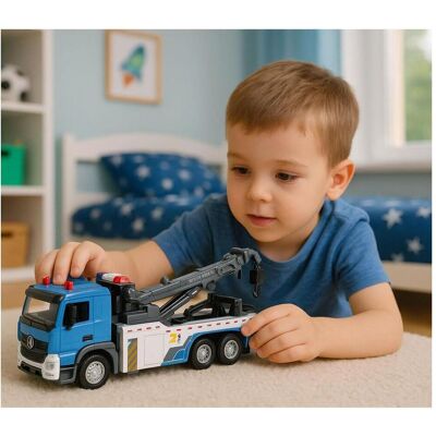 Lean Toys Fahrzeugkran, Abschleppwagen, Metallkabine, Lichter, Geräusche Lean Toys Fahrzeugkran, Abschleppwagen, Metallkabine, Lichter, Geräusche