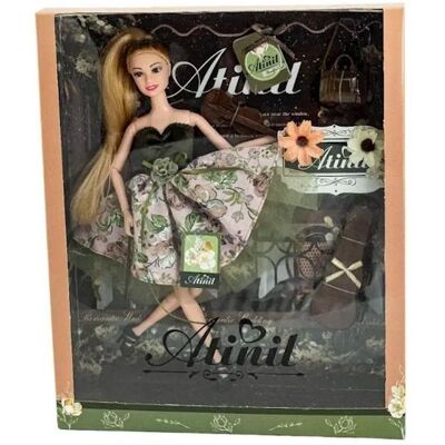 Mattel Puppe in einem grünen Kleid mit Blumen Mattel Puppe in einem grünen Kleid mit Blumen