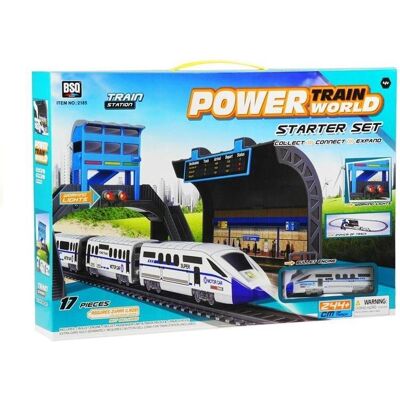 Lean Toys Batteriebetriebene Eisenbahn 244 cm + Bahnhof Lean Toys Batteriebetriebene Eisenbahn 244 cm + Bahnhof