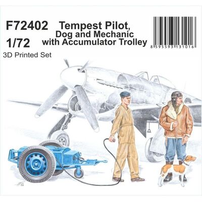CMK Tempest Pilot, Dog and Mechanic with Accumulator Trolley 1/72 CMK Tempest Pilot, Dog and Mechanic with Accumulator Trolley 1/72
