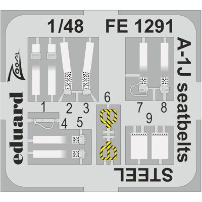 Eduard A-1J seatbelts STEEL Eduard A-1J seatbelts STEEL