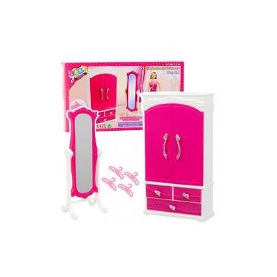 Lean Toys Puppenmöbel-Set Kleiderschrank Spiegel Kleiderbügel Rosa Lean Toys Puppenmöbel-Set Kleiderschrank Spiegel Kleiderbügel Rosa