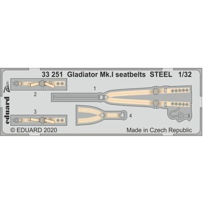 Eduard Gladiator Mk.I seatbelts STEEL for ICM Eduard Gladiator Mk.I seatbelts STEEL for ICM