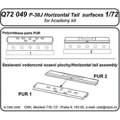 CMK P-38J Lightning Tail horizontal surfaces für Academy Bausatz CMK P-38J Lightning Tail horizontal surfaces für Academy Bausatz