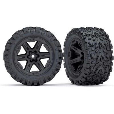 Traxxas Reifen & Felgen montiert 2.8 (Rustler 4X4) Felgen schwarz (T Traxxas Reifen & Felgen montiert 2.8 (Rustler 4X4) Felgen schwarz (T