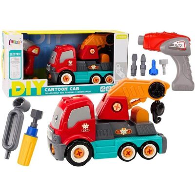 Lean Toys LKW mit Haken zum Drehen eines orangefarbenen DIY-Krans Lean Toys LKW mit Haken zum Drehen eines orangefarbenen DIY-Krans