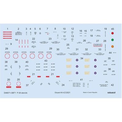 Eduard P-38 stencils 1/48 for TAMIYA/ACADEMY/HASEGAWA Eduard P-38 stencils 1/48 for TAMIYA/ACADEMY/HASEGAWA
