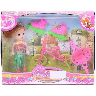 Adar Minipuppe mit Fahrrad und Rollschuhen Adar Minipuppe mit Fahrrad und Rollschuhen