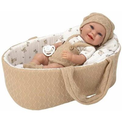 Arias Puppe 33cm Vinylkörper - Babyto Braun Tragekorb - Puppe Arias Puppe 33cm Vinylkörper - Babyto Braun Tragekorb - Puppe