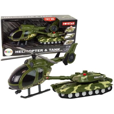 Lean Toys Set Military Tank Friction Drive Helicopter Lean Toys Set Military Tank Friction Drive Helicopter