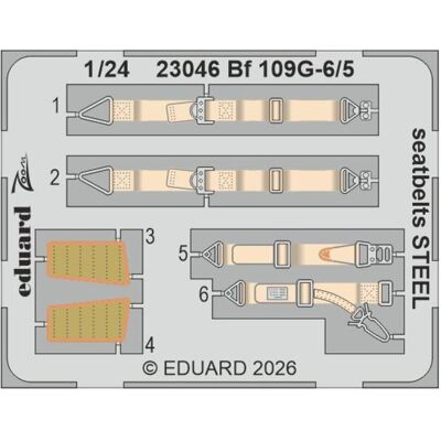 Eduard Bf 109G-5/6 seatbelts STEEL for Airfix Eduard Bf 109G-5/6 seatbelts STEEL for Airfix