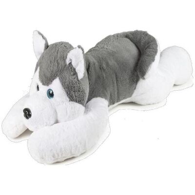 Decar Husky Dog Lying 100 cm Glitter - Padding 100% Recycled Material Decar Husky Dog Lying 100 cm Glitter - Padding 100% Recycled Material