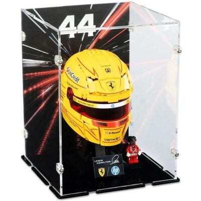 iDisplayit AcrylDisplay LEGO 43022 Scuderia Ferrari HP Lewis Hamilton Helm, Hintergrundbild & schwarzer Boden iDisplayit AcrylDisplay LEGO 43022 Scuderia Ferrari HP Lewis Hamilton Helm, Hintergrundbild & schwarzer Boden