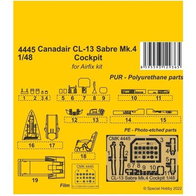 Canadair CL-13 Sabre Mk.4 Cockpit - 1:48 Maßstab - Modellbausatz Canadair CL-13 Sabre Mk.4 Cockpit - 1:48 Maßstab - Modellbausatz