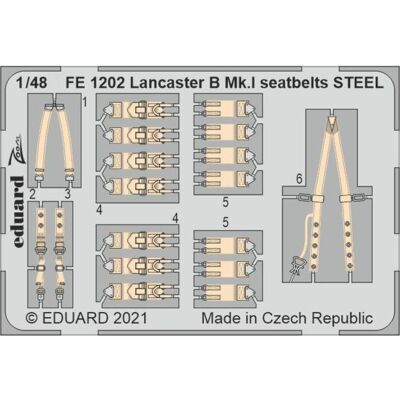 Eduard Lancaster B Mk.I seatbelts STEEL 1/48 for HKM Eduard Lancaster B Mk.I seatbelts STEEL 1/48 for HKM