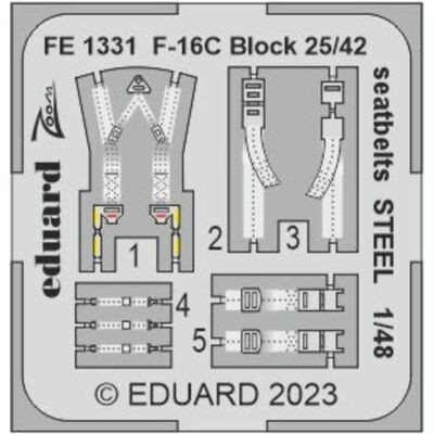Eduard F-16C Block 25/42 seatbelts STEEL 1/48 for KINETIC Eduard F-16C Block 25/42 seatbelts STEEL 1/48 for KINETIC