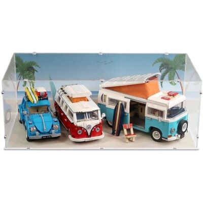 iDisplayit Acryl-Display XXL für LEGO 10220/10279/10252 VW T1/T2 & Beetle (Mit Hintergrundbild - Strandtag) iDisplayit Acryl-Display XXL für LEGO 10220/10279/10252 VW T1/T2 & Beetle (Mit Hintergrundbild - Strandtag)
