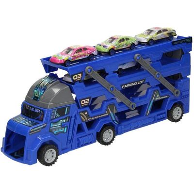 Lobbes Ausklappbarer Autotransporter mit Startfunktion - Blau Lobbes Ausklappbarer Autotransporter mit Startfunktion - Blau