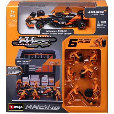 Bburago Spielset - F1 McLaren MCL38 - Norris - Pit Pass Bburago Spielset - F1 McLaren MCL38 - Norris - Pit Pass